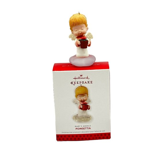 Hallmark Keepsake Angel Ornament Marys Angels Poinsettia 2013 #26 Flower Christm - Picture 2 of 6